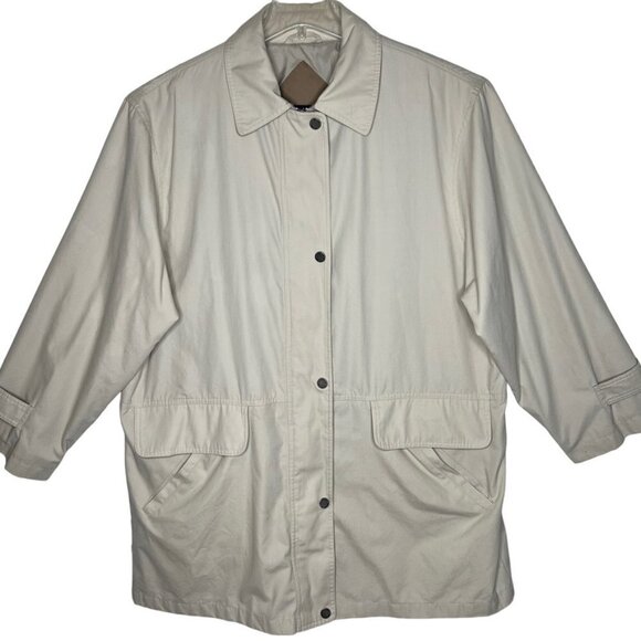 London Fog Limited Edition Beige Hooded Trench Coat Size 1X Detachable Hood Long - Picture 1 of 16